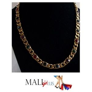 Vintage Blanca MultiColor Jeweled Gold Necklace